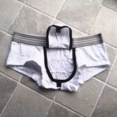 纯棉内裤 潮 开档情Q方便可开囊袋透气纯色免脱四角短裤 男士 平角裤