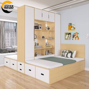 互不干扰双人床客厅榻榻米储物床衣柜一体小户型一房变两房隔断床