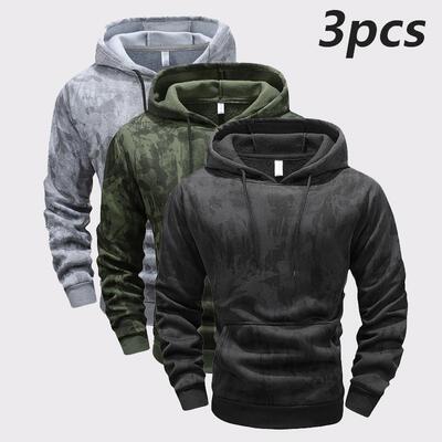 Men's stylish camouflage hoodie fleece lined windproof warm