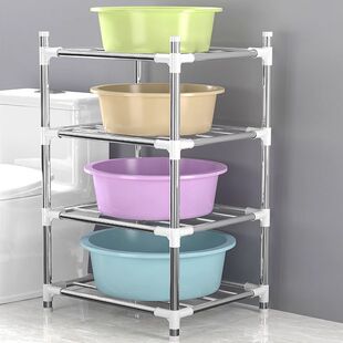 卫生间盆架洗脸盆盆子收纳架落地不锈钢家用洗手间浴室放盆置物架