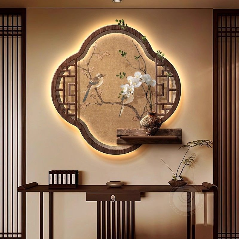 宋代美学入户玄关装饰画新中式走廊过道挂画茶室高级感背景墙壁画