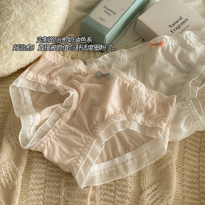 彩莉霞新款甜美可爱亲肤纯欲风冰丝内裤低腰软糯蝴蝶结女学生内裤