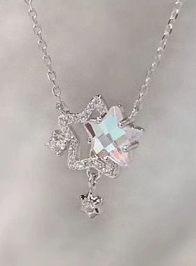 「闪耀双子星」幻彩星星项链2023新款轻奢小众高级感锁骨链夏天女