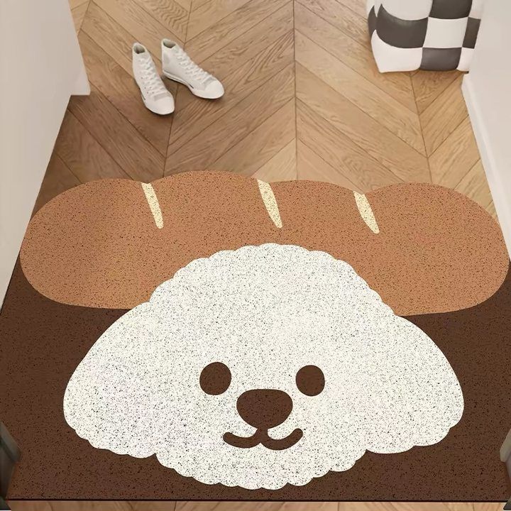 可爱面包狗防滑除尘丝圈地垫入户地垫定制玄关脚踩垫易打理可裁剪
