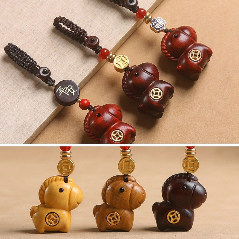 2026马年檀木马上有钱钥匙扣汽车挂件生肖马本命年挂饰吊坠挂件,服饰配件/皮带/帽子/围巾,包挂件,淘宝优惠券,粉丝福利购,淘宝优惠卷