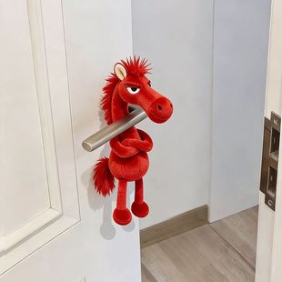 本命年小马门把手挂件新年装饰品入户房门把玩偶摆件防撞乔迁礼物
