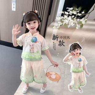 汉服女童夏装套装国风童装2023新款儿童唐装女宝宝洋气时髦两件套
