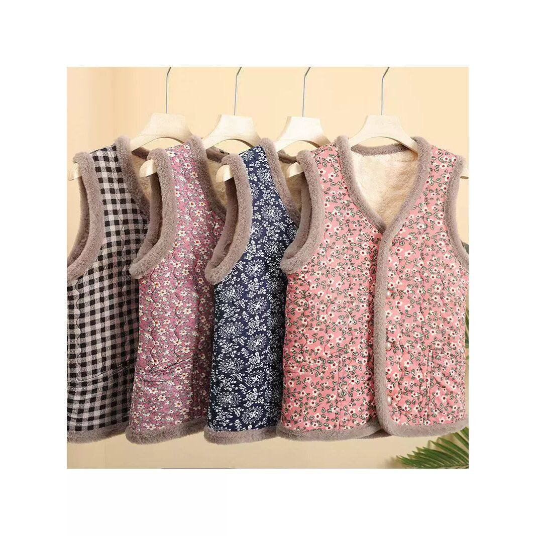 奶奶加绒保暖夹棉马甲外套女中老年人坎肩背心老太太妈妈冬季马夹