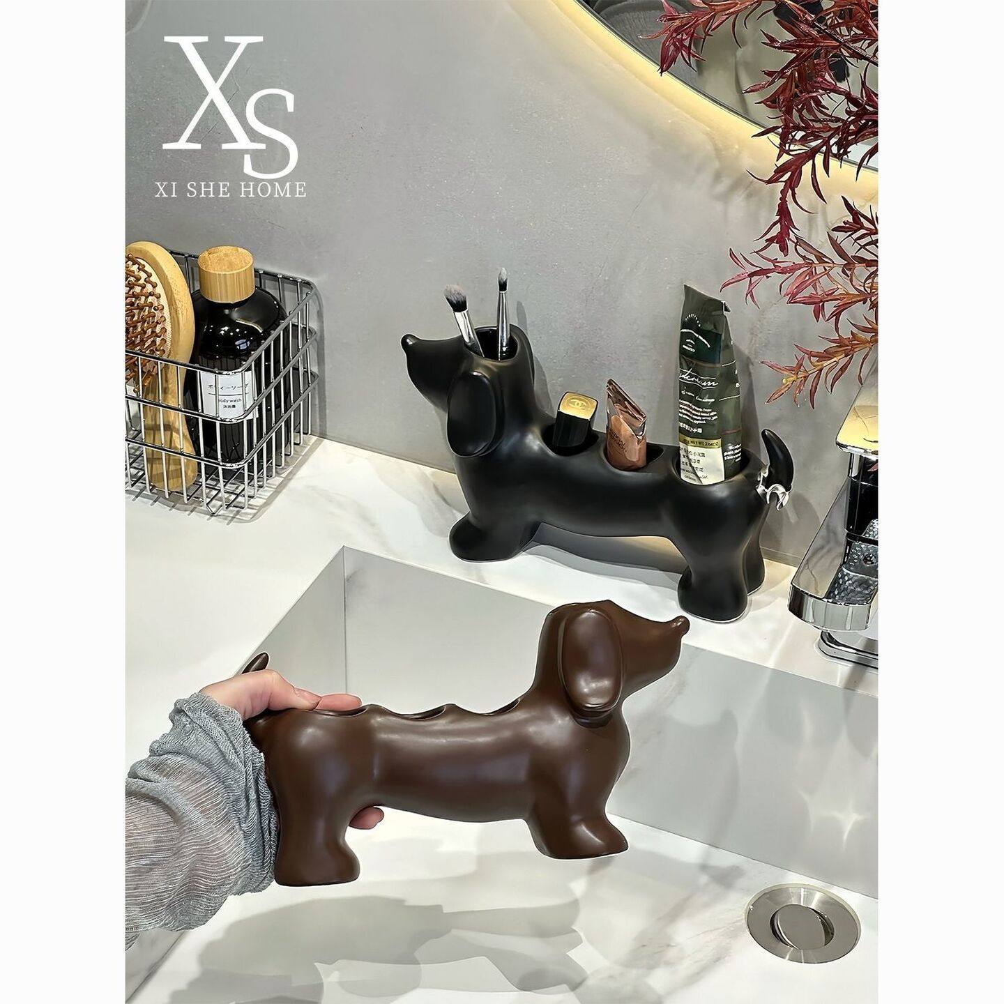 创意腊肠狗电动牙刷架陶瓷牙具座高颜值家用洗手台牙膏牙刷置物架,家庭/个人清洁工具,牙刷架/牙具座,淘宝优惠券,粉丝福利购,淘宝优惠卷