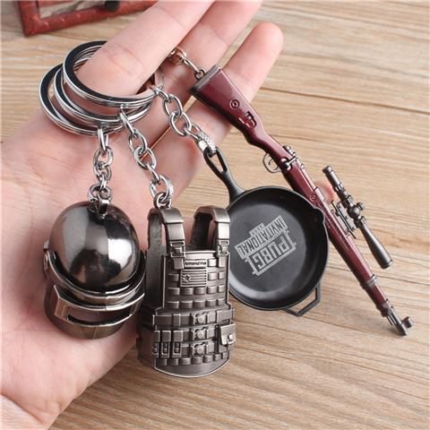 吃鸡三级头甲锅awm98K枪模型游戏装备钥匙扣男士钥匙挂件没有盒子