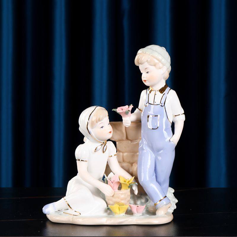 欧式酒柜电视柜装饰品工艺品家居饰品小摆设陶瓷雕塑摆件西洋美女