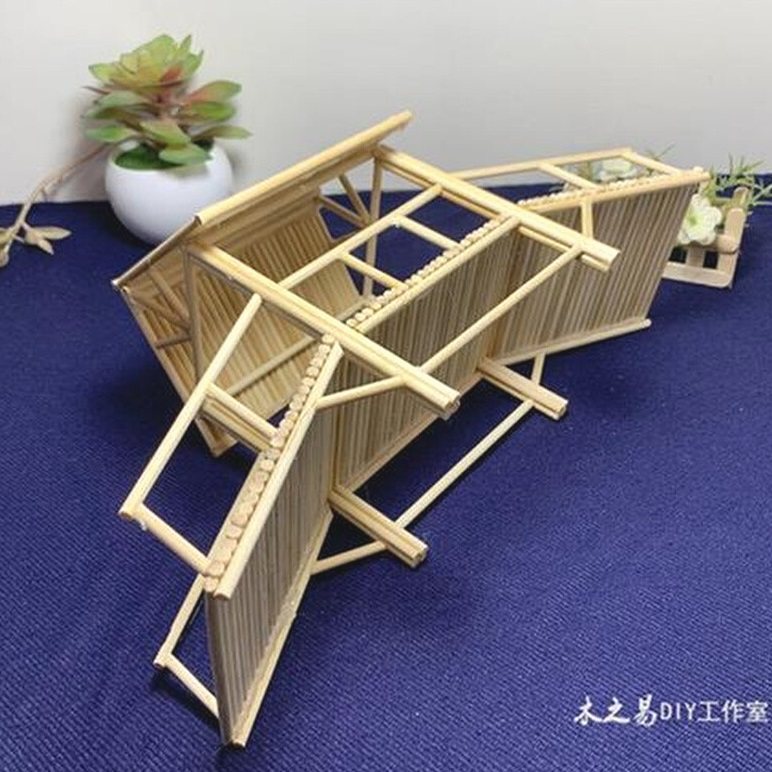 牙签桥模型幼儿园雪糕棒diy手工制作材料包小木桥木屋手工作品