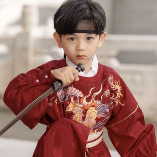 明制汉服男童儿童汉服新款重工刺绣明制圆领袍2025春秋冬款少爷装