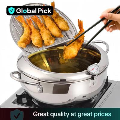 Stainless Steel Deep Frying Pan with Lid 1 Count Non stick