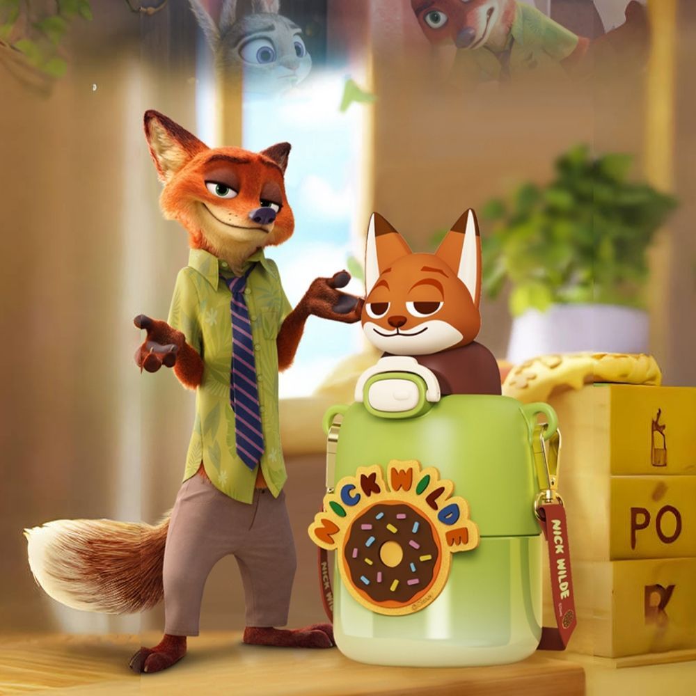 正版迪士尼朱迪尼克儿童保温杯便携男女学生上学专用带吸管杯子