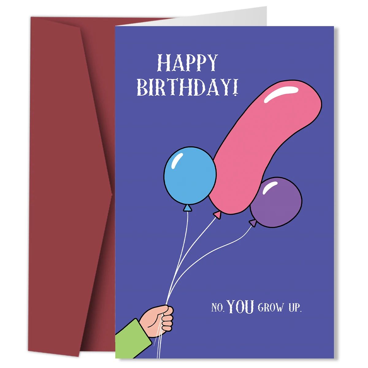 1pc Fun Balloon Design Birthday Greeting Card With Envelope