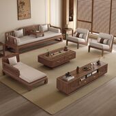 新中式 宋式 美学实木罗汉床冬夏两用贵妃一体两用黑胡桃木客厅家具