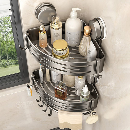 洗手台吸盘置物架新款挂架浴巾篮架折叠抹布入户架免淋浴房墙毛巾