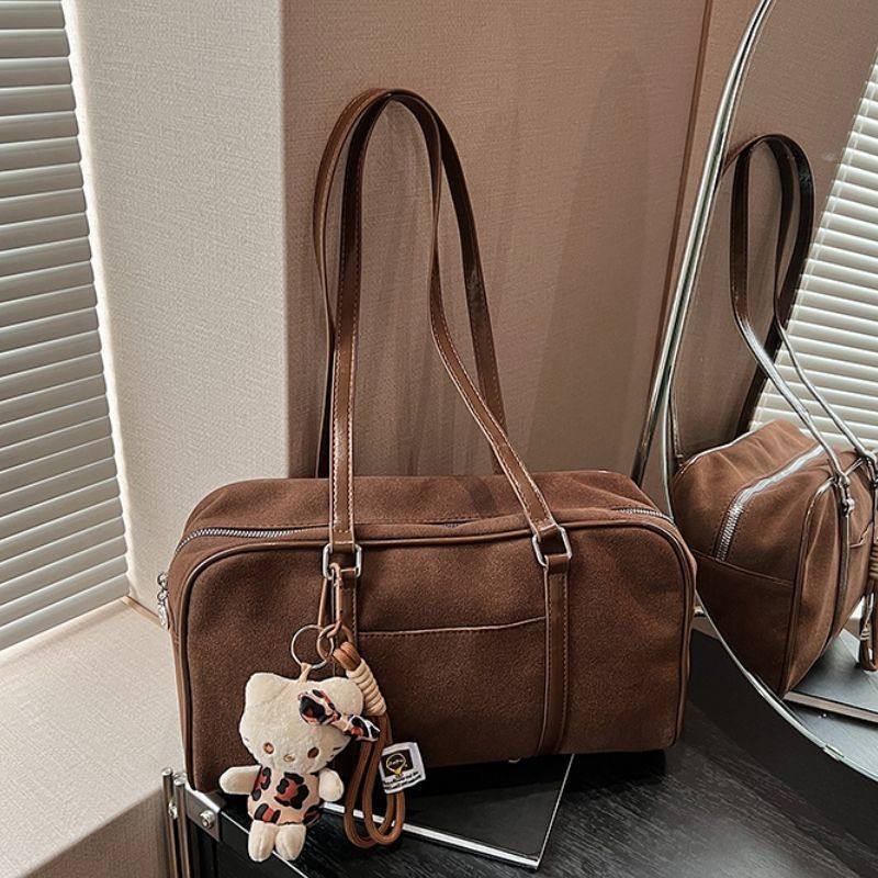 休闲大容量麂皮绒包包女2025新款秋冬季复古棕色通勤单肩包枕头包,箱包皮具/热销女包/男包,托特包,淘宝优惠券,粉丝福利购,淘宝优惠卷