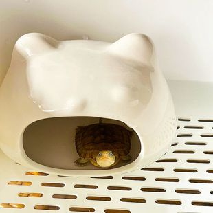 乌龟躲避屋饲养缸睡觉窝青蛙陶瓷鱼缸可爱造景装饰摆件躲避洞穴