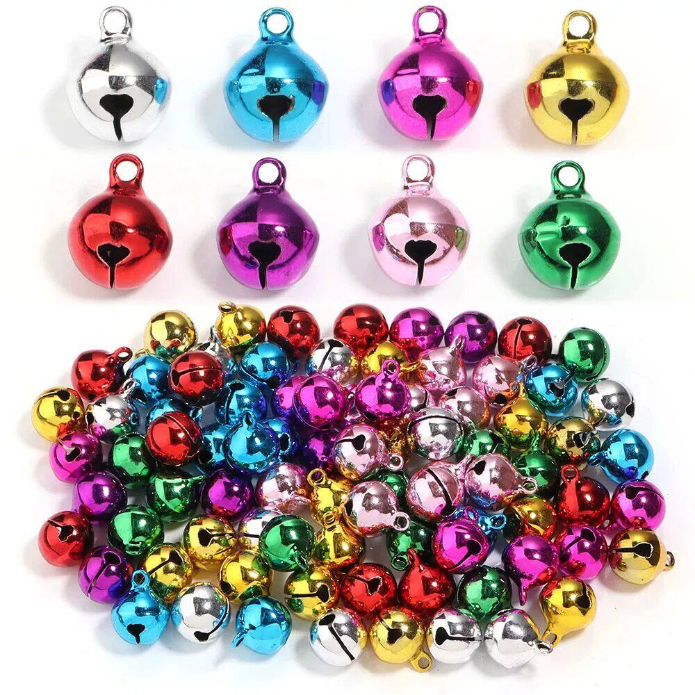 10-50pcs Iron Vacuum Plated Christmas Bell Beads Colorful Lo