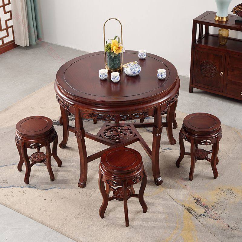 中式仿古实木古典餐桌餐桌椅小户型圆桌圆形榆木家用组合雕花新款,住宅家具,板木餐桌,淘宝优惠券,粉丝福利购,淘宝优惠卷