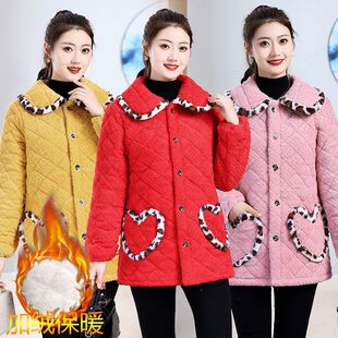 女士冬季新款时尚中款加绒加厚棉衣棉服保暖罩衣冬天外套棉袄大褂