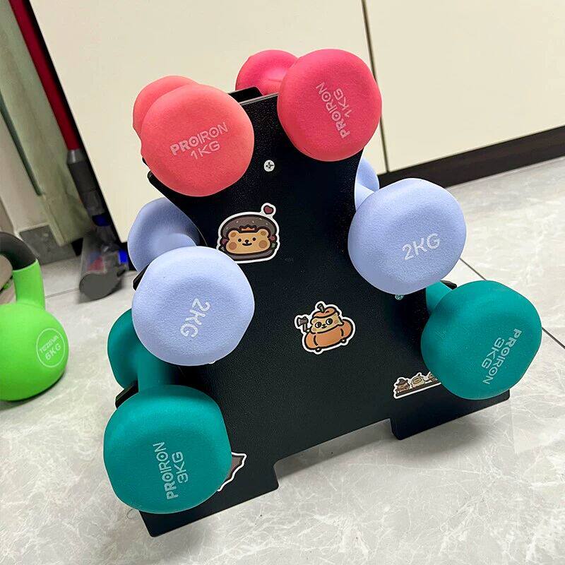哑铃支架家用小型三层运动健身器材收纳架可移动置物架多功能墙角