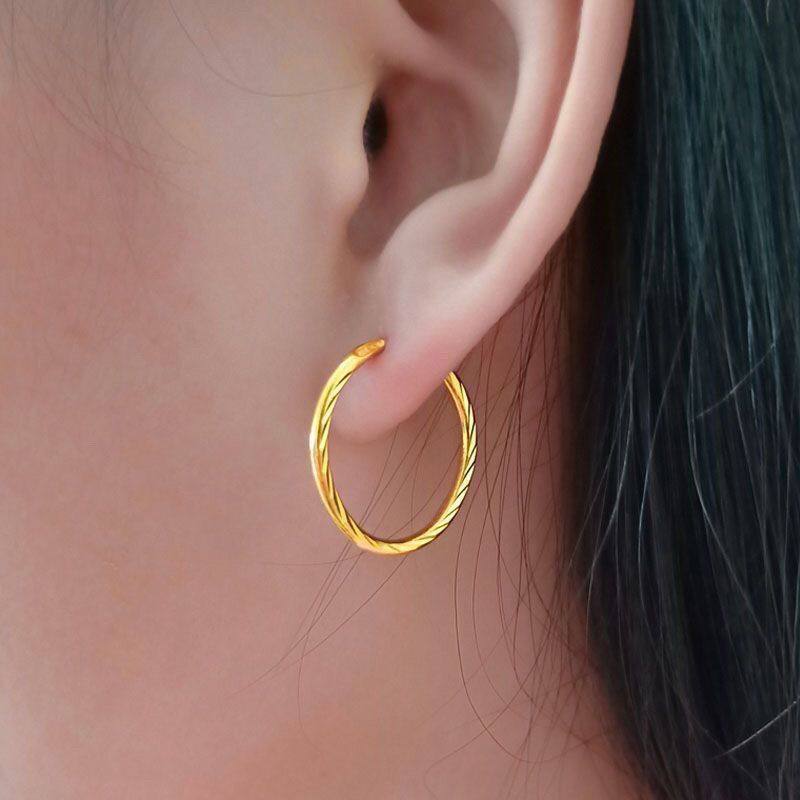 官方正品沙金圆圈耳环时尚大气女款沙金正品大圈圈耳饰送老婆礼物