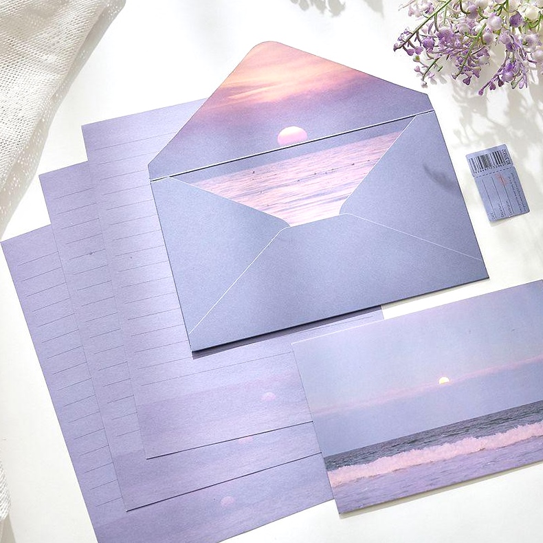 紫色信封梦旅剧场系列信封信纸套装 文艺ins风浪漫风景礼物祝福