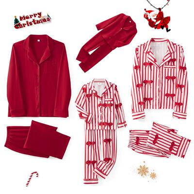 Family Matching Pajama Set Lapel Neck Button up Long Sleeve