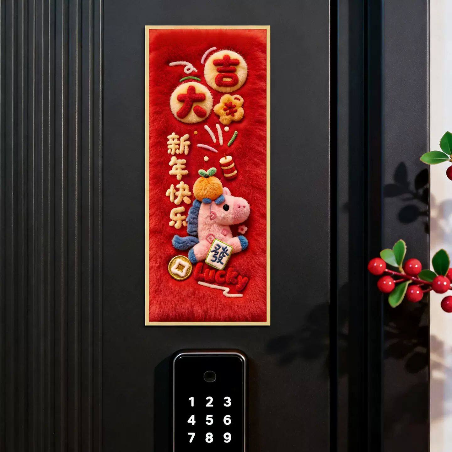 2026新年快乐磁吸门贴装饰春节入户门过年福字贴氛围感布置马年,家居饰品,门贴,淘宝优惠券,粉丝福利购,淘宝优惠卷