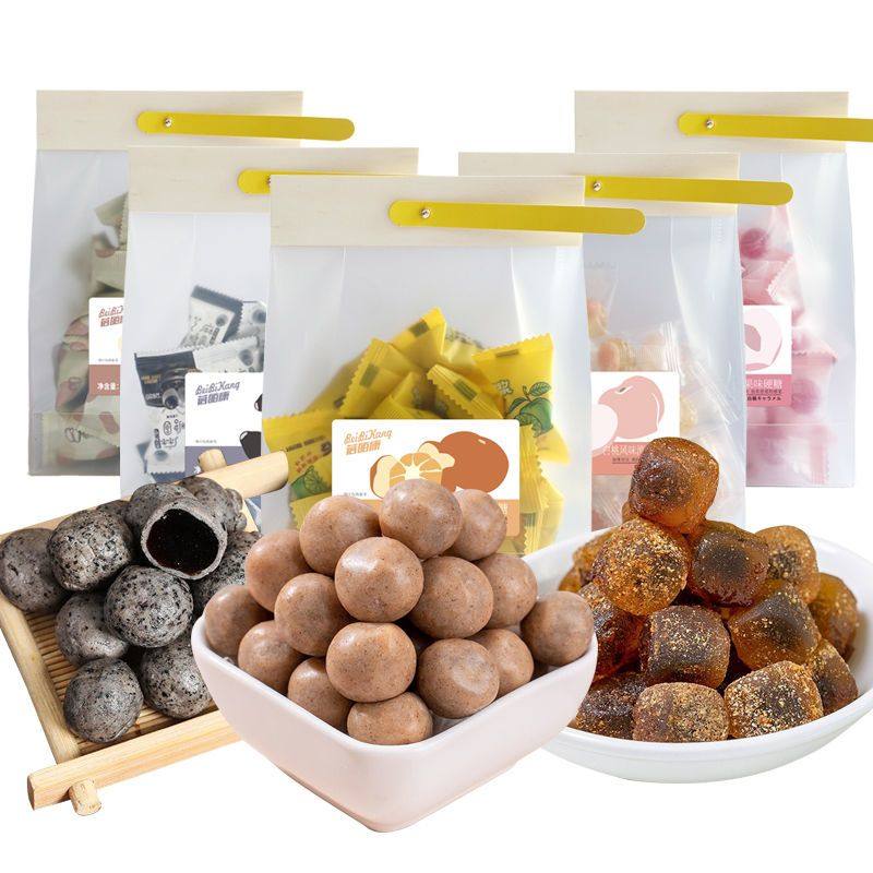 蓓皕康夹心软糖爆浆陈皮红豆薏米白桃果味黑芝麻糖果网红休闲零食