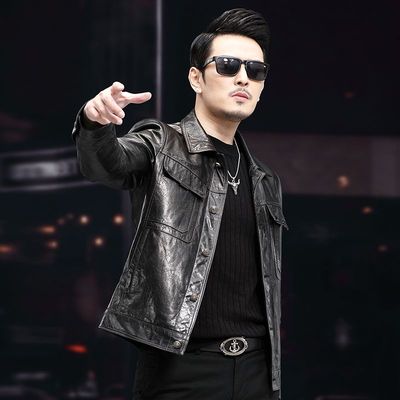 早春品质男款海宁真皮皮衣头层牛皮短款机车服皮夹克外套LYF-2401