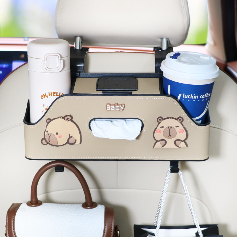 车载多功能收纳盒汽车椅背置物架水杯架座椅N后背排创意纸巾储物