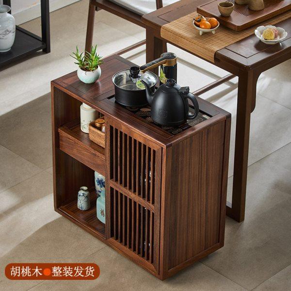 胡桃木移动小茶桌家用茶台实木茶车烧水壶一体茶水柜带轮边几茶几,商业/办公家具,茶台/茶桌,淘宝优惠券,粉丝福利购,淘宝优惠卷