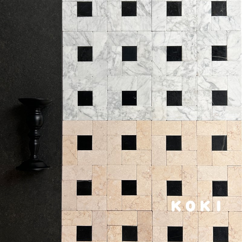 法式黑白大理石马赛克浴室玄关阳台地砖酒店民宿商铺W米黄防滑地