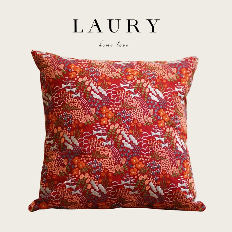 刺绣轻奢抱枕车用腰靠垫沙发客厅床头K抱枕靠枕民宿田园抱枕