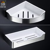 浴室角架304不锈钢免打孔厕所单层网篮转角架卫生间三角篮置物架