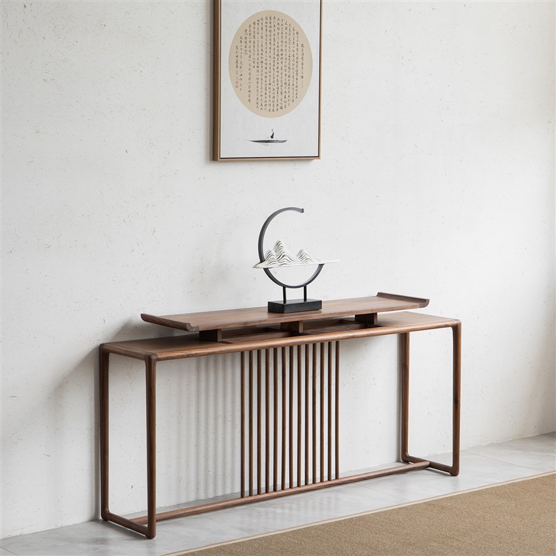 新中式玄关桌子靠墙n中式实木榆木简约供桌条案禅意轻奢入户玄关