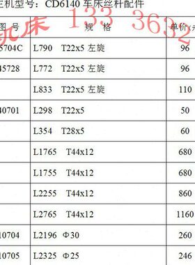 大连机床厂CD6140A CD6150车床丝杠配件大连CDE6140A车床丝杆配件