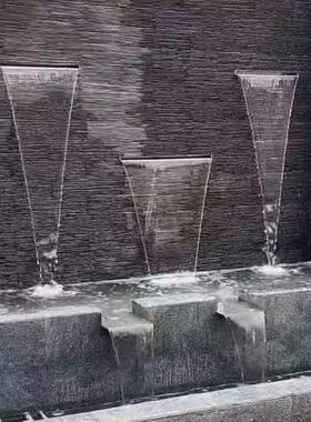 别墅花园假山流水 水幕墙屏风酒店玄关隔断