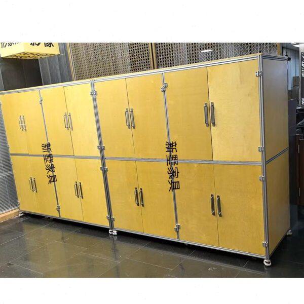 铝型材柜子多层置物架书柜储物柜工业风陈列柜桦木海洋板咖啡柜