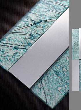 蓝色金属玻璃马赛克瓷砖背景墙玄关餐厅酒吧长条网红艺术装饰墙砖