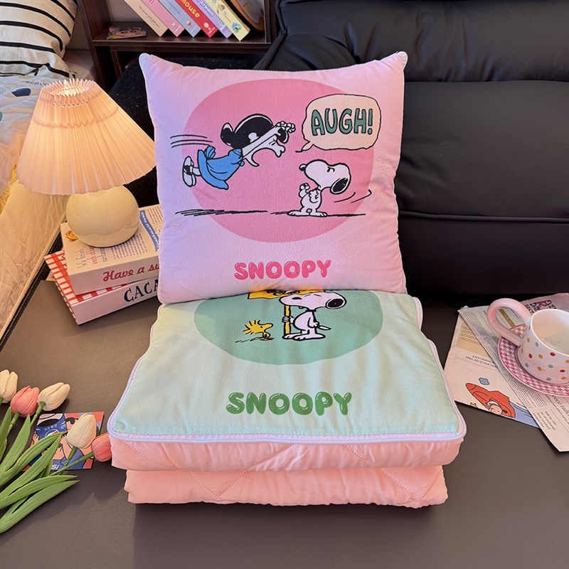 日系卡通抱枕被i子两用办公室午睡空调毯靠垫车载枕头被二合一折