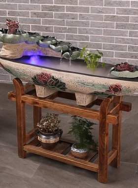 流水摆件鱼缸客厅小型造景装饰循环水招财办公室落地景观开业礼物