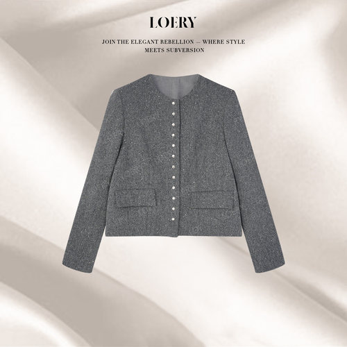 LOERY【米兰时装】闪耀夜空通勤穿搭气质小香风外套-10105