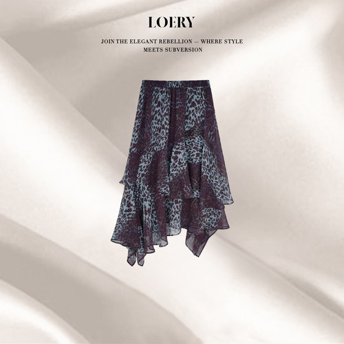 LOERY【探戈裙】美式复古层次感设计豹纹扎染半身裙-119306