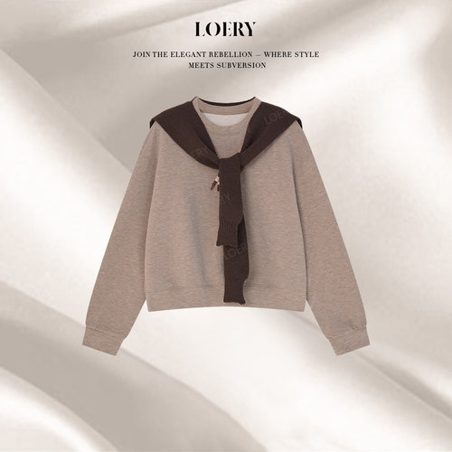 LOERY【都市主角】软糯绵羊毛卡通刺绣披肩休闲卫衣-7143