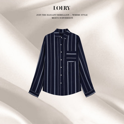 LOERY【海岸条序】老钱风100天然纯亚麻通勤条纹衬衫119399